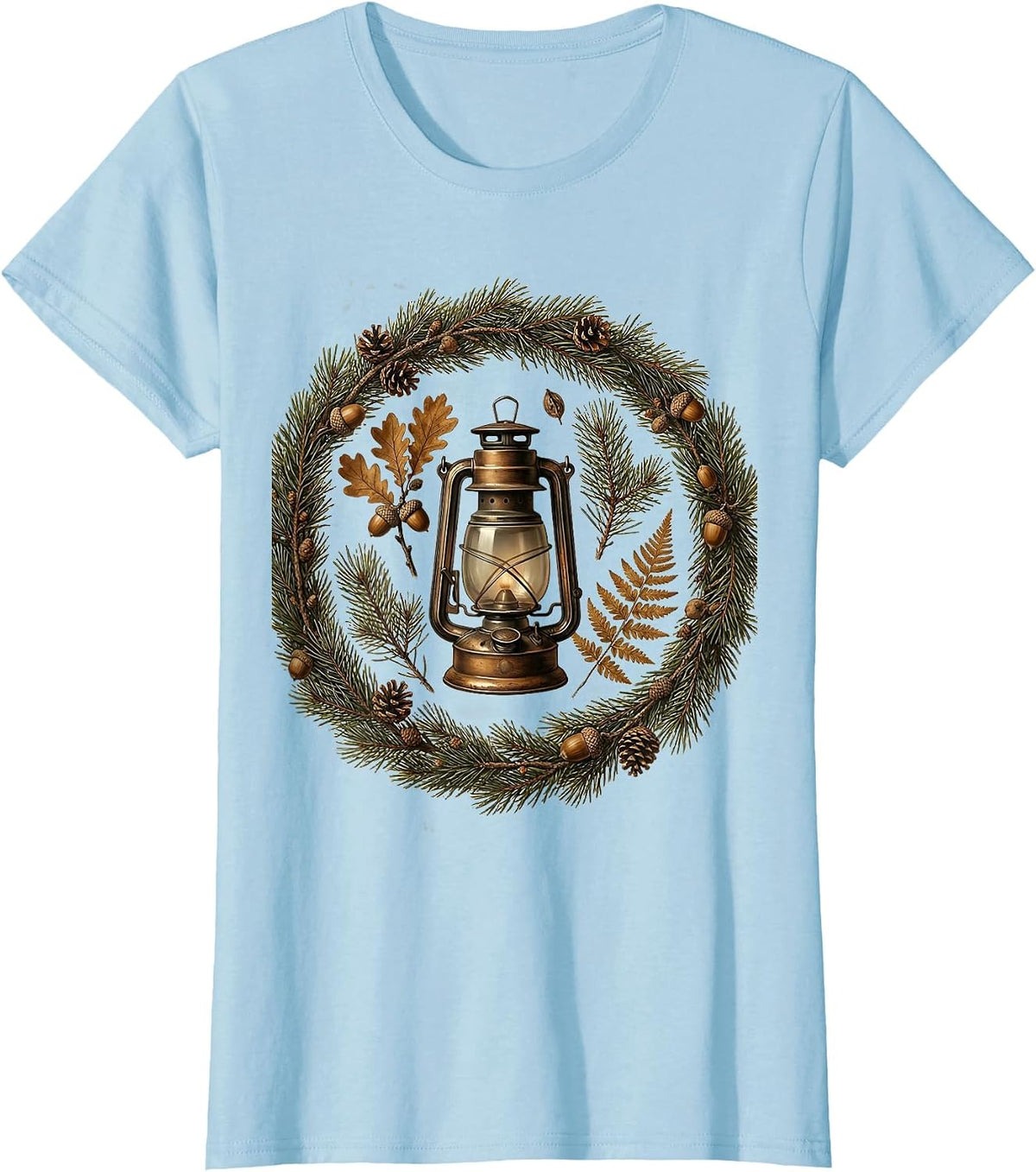 Old Lantern Hunting Cabin Rustic Wilderness Art T-Shirt - Baby Blue