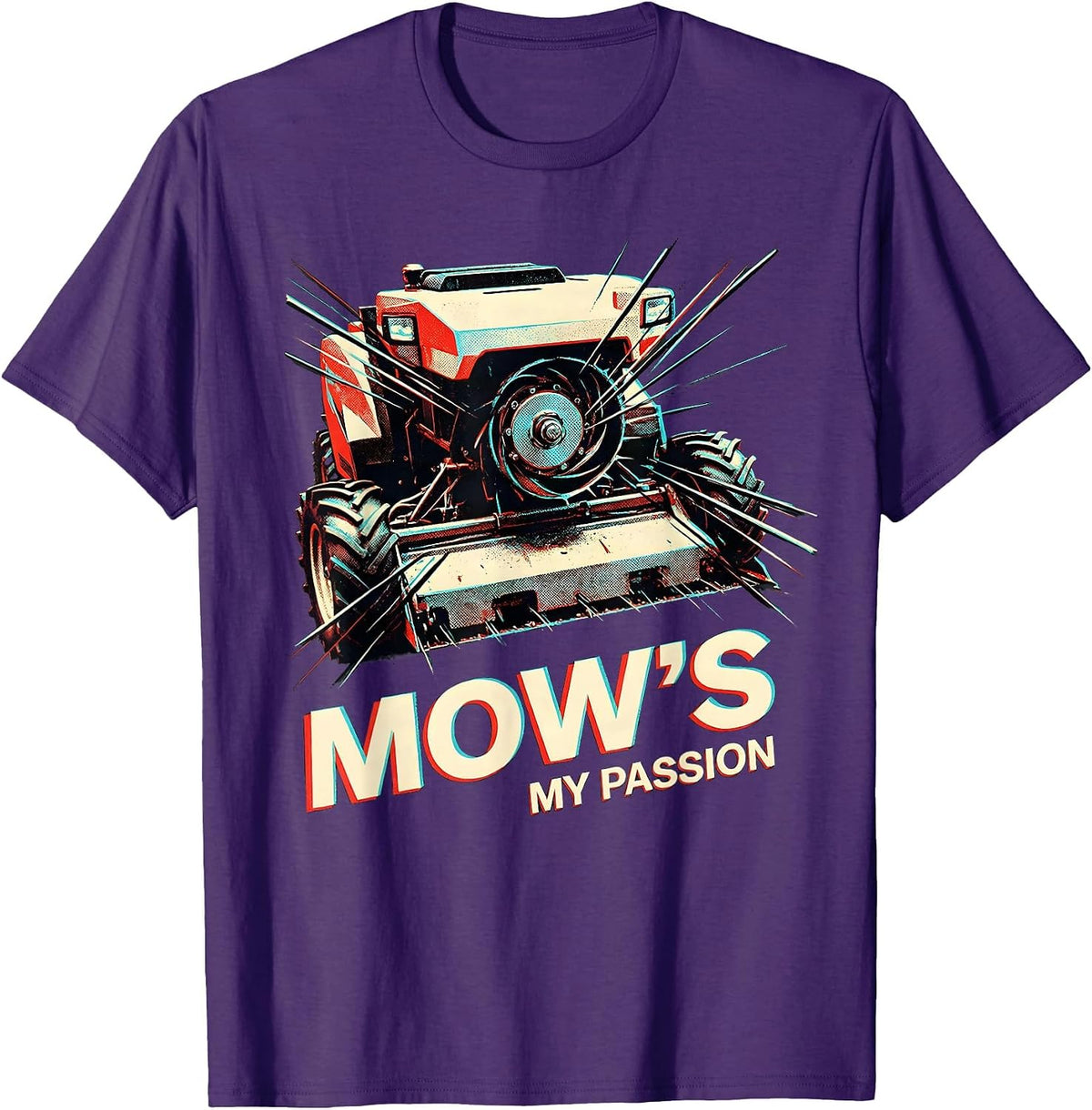 Mow's My Passion Funny Lawn Mowing Dad Gardener Gift T-Shirt - Purple
