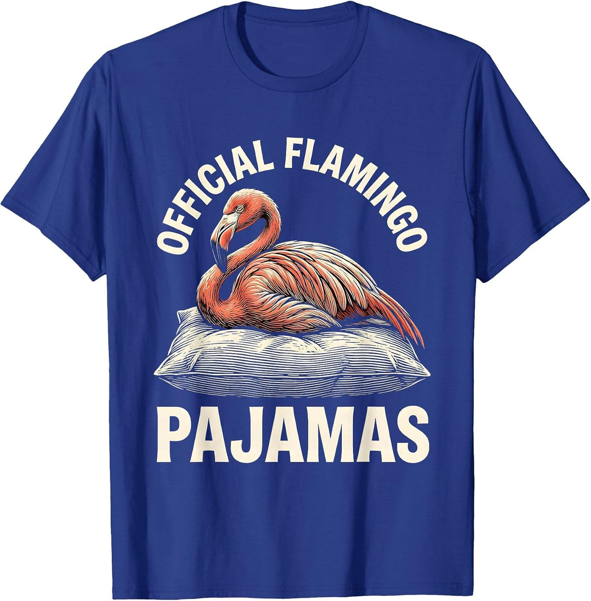 Men's Official Flamingo Pajamas Whimsical Animal Sleepshirt Cozy T-Shirt - Royal Blue