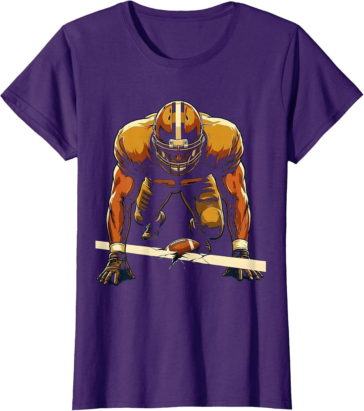 Women's Lineman Brick Wall Football Player Humor T-Shirt - Purple
