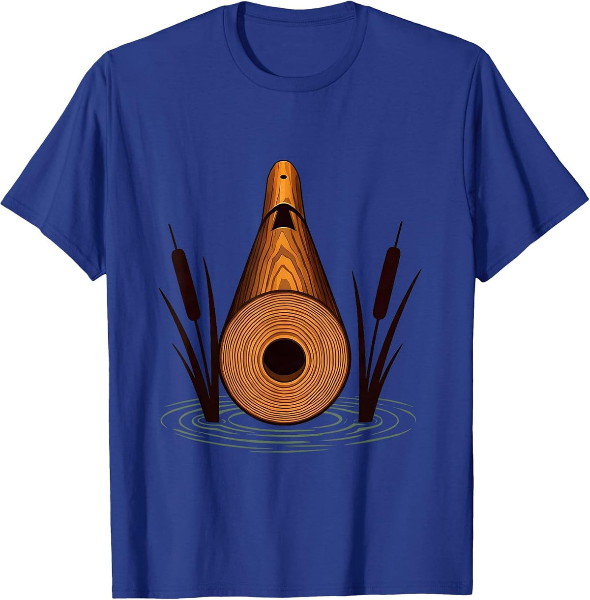Duck Call Wood Carving Close-Up Camo Graphic T-Shirt - Royal Blue