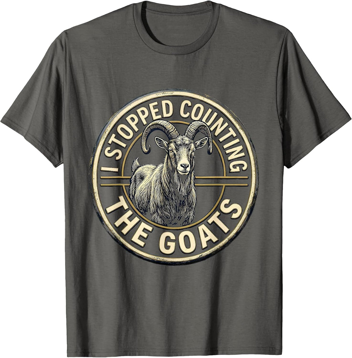 Men's I Stopped Counting The Goats Funny Goat Owner Farmer Humor T-Shirt - Asphalt Grey