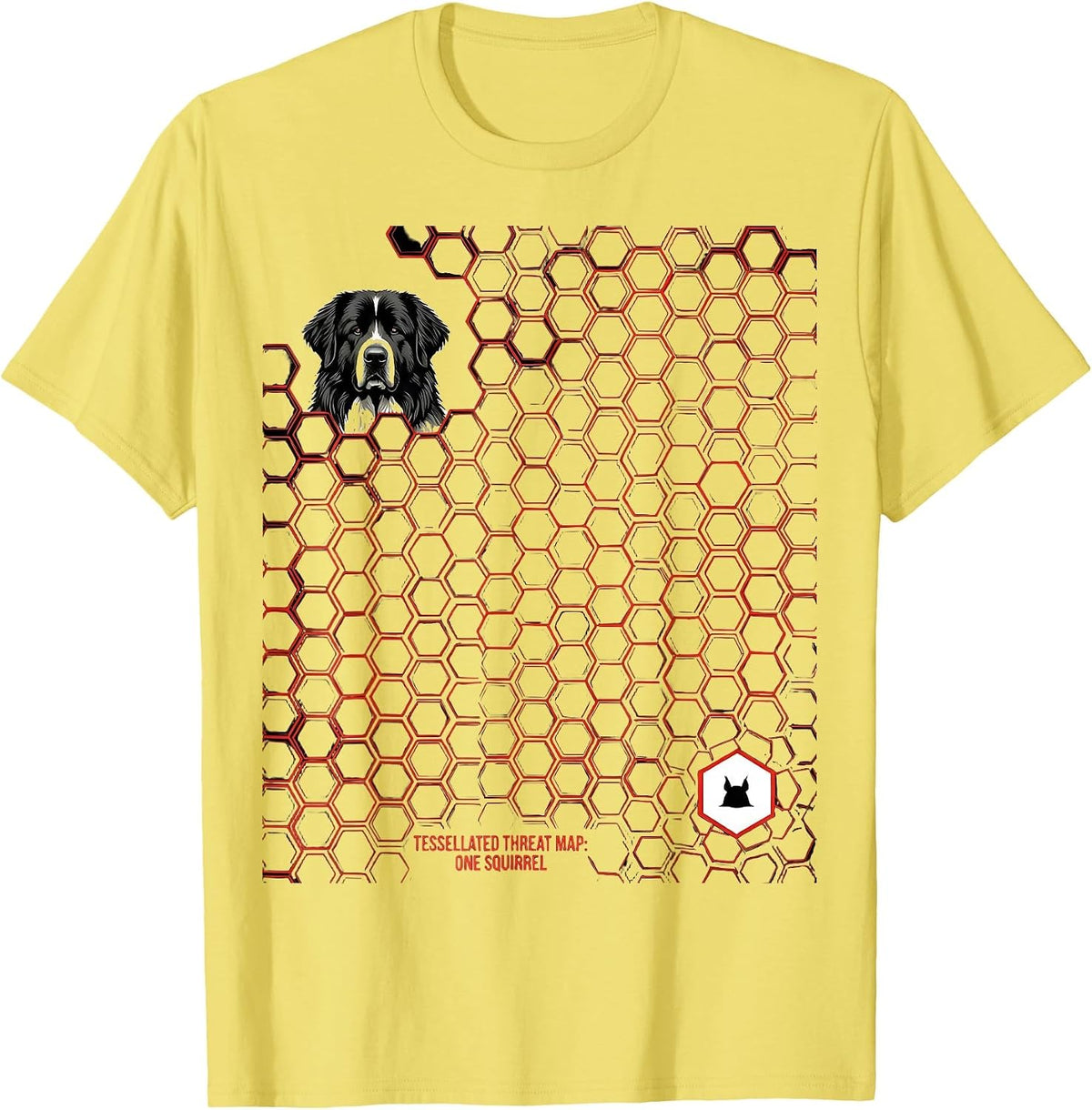 Men's Tessellated Threat Map: One Squirrel Geometric Great T-Shirt - Lemon Yellow