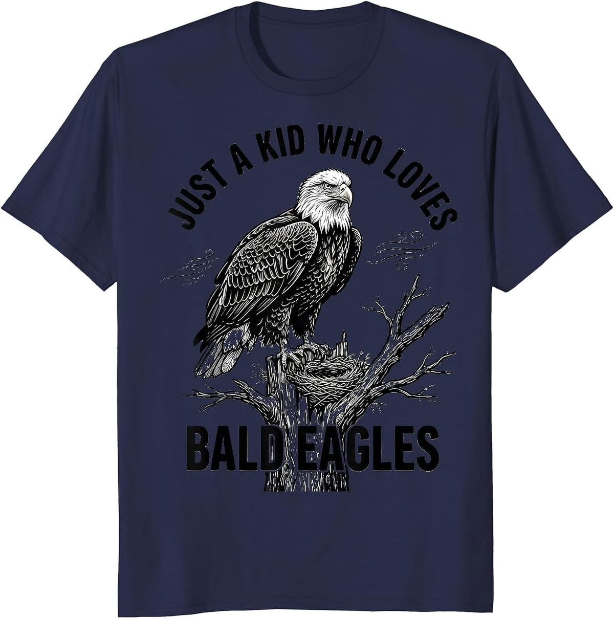 Men's Just A Kid Who Loves Bald Eagles Funny Eagle Lover Gift T-Shirt - Navy Blue