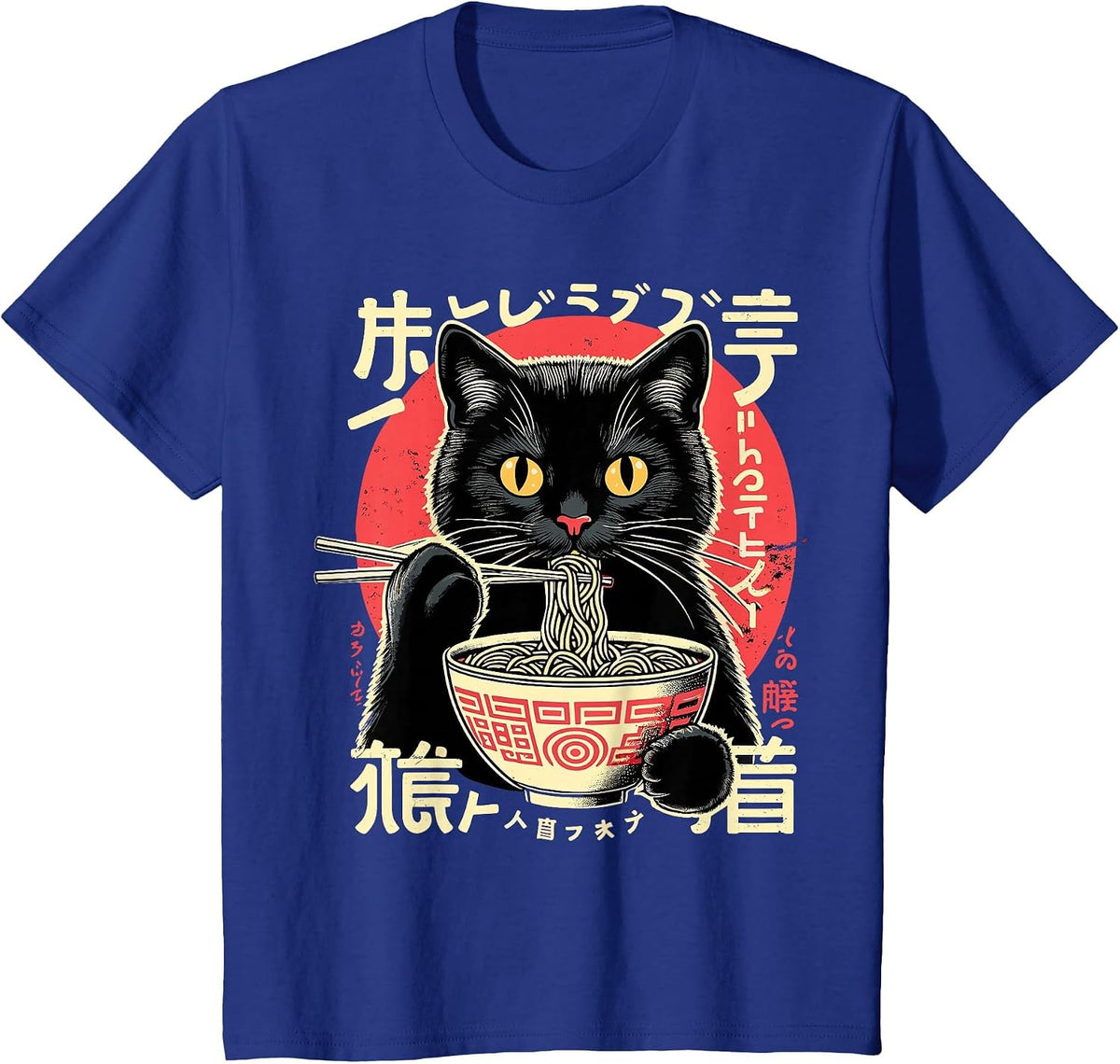 Anime Cat Ramen Japanese Kawaii Cats T-Shirt - Royal Blue
