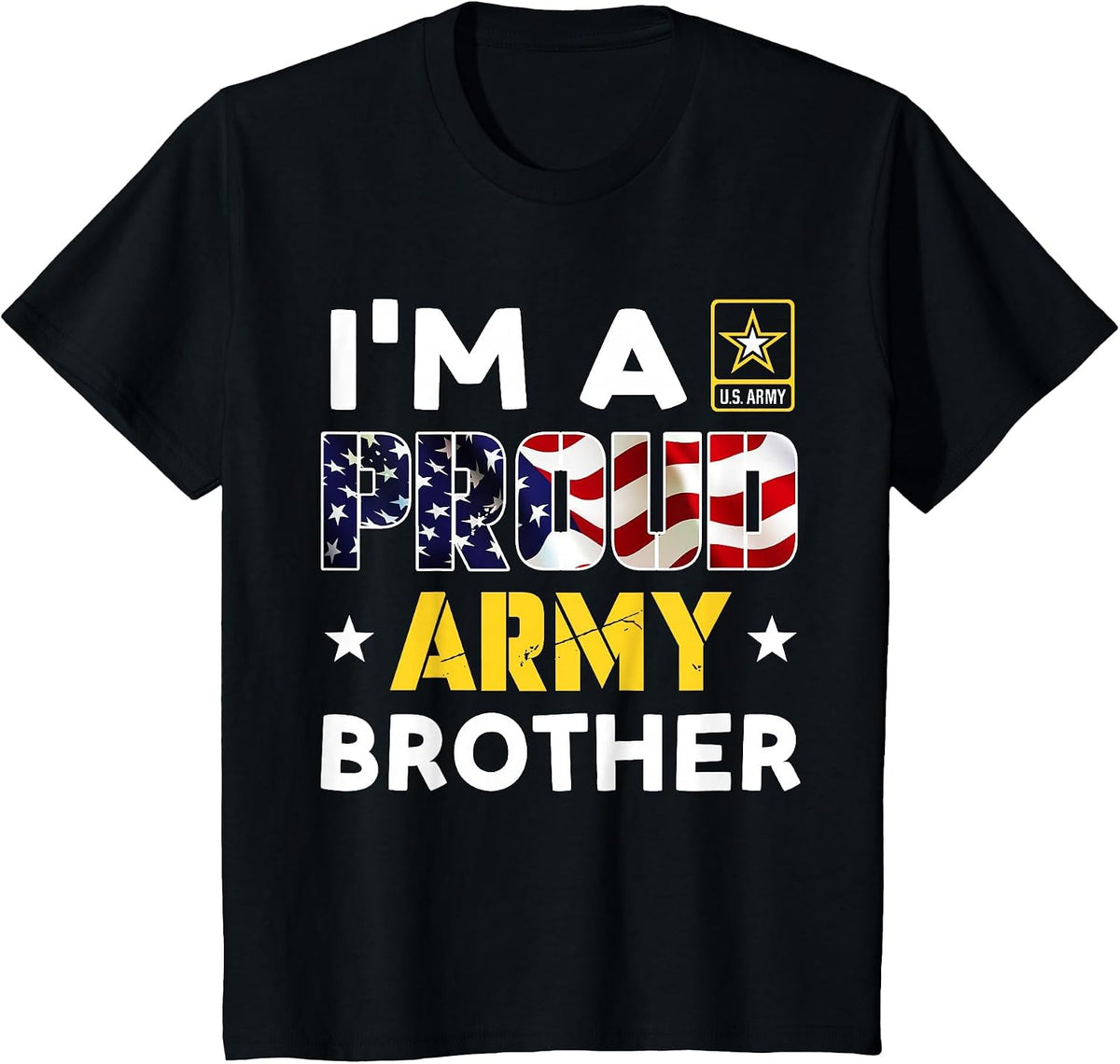 Ich bin EIN stolzer Army Brother Family Soldier Under American Flag T-Shirt - Black