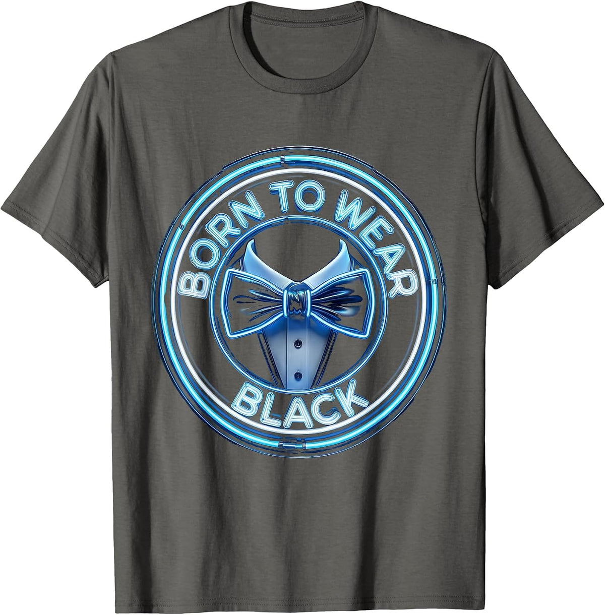 Men's Born to Wear Black Tuxedo Graphic Design T-Shirt - Asphalt Grey