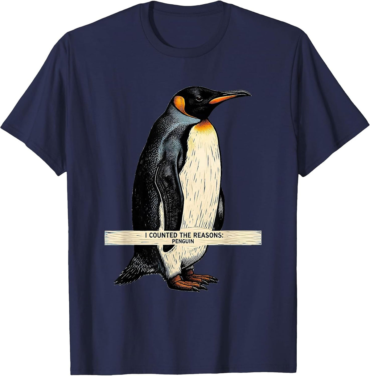 Men's I Counted The Reasons Penguin Funny Penguin Lover Gift T-Shirt - Navy Blue