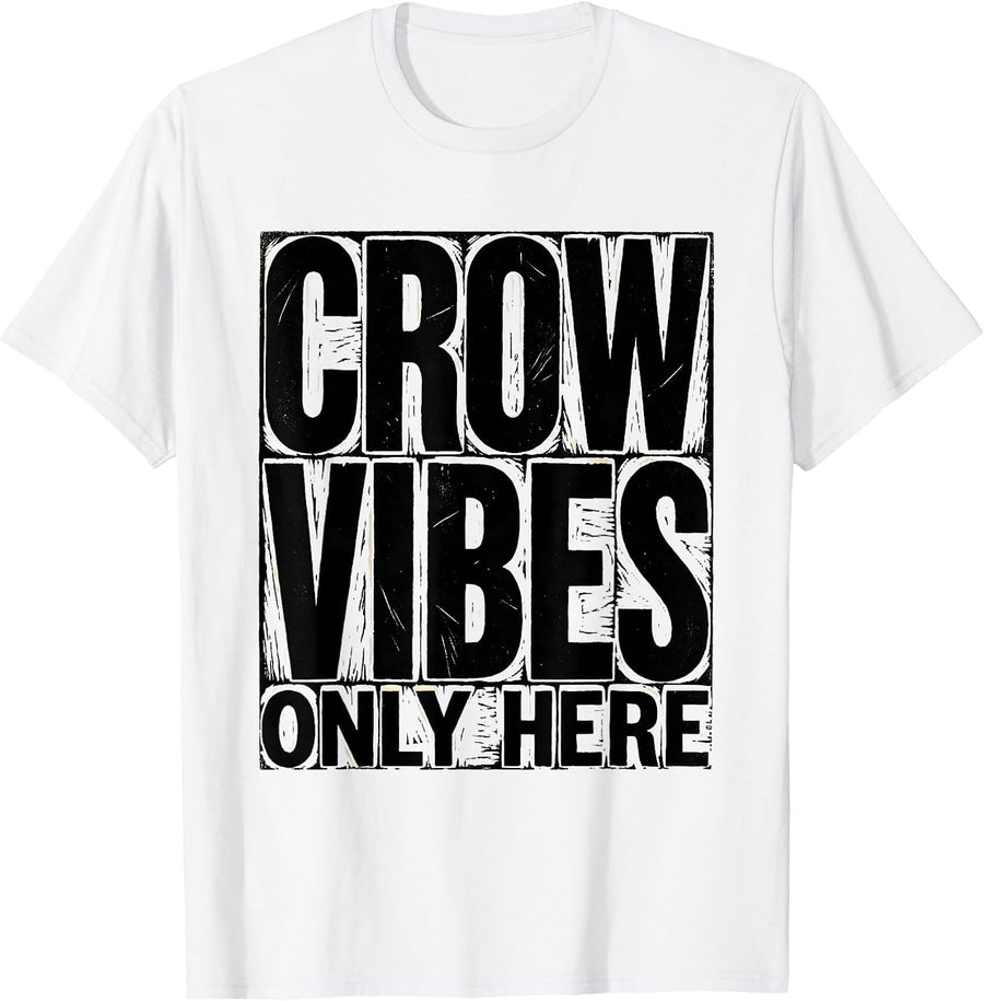 Men's Crow Vibes Only Blackbird Nature Design T-Shirt - White