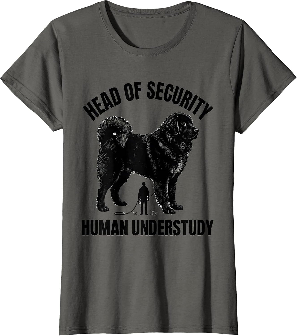 Women's Head Of Security, Human Understudy Funny Great Pyrenees Dog T-Shirt - Asphalt Grey