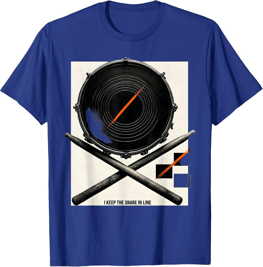 I Keep The Snare In Line Funny Drummer Drumline T-Shirt - Royal Blue
