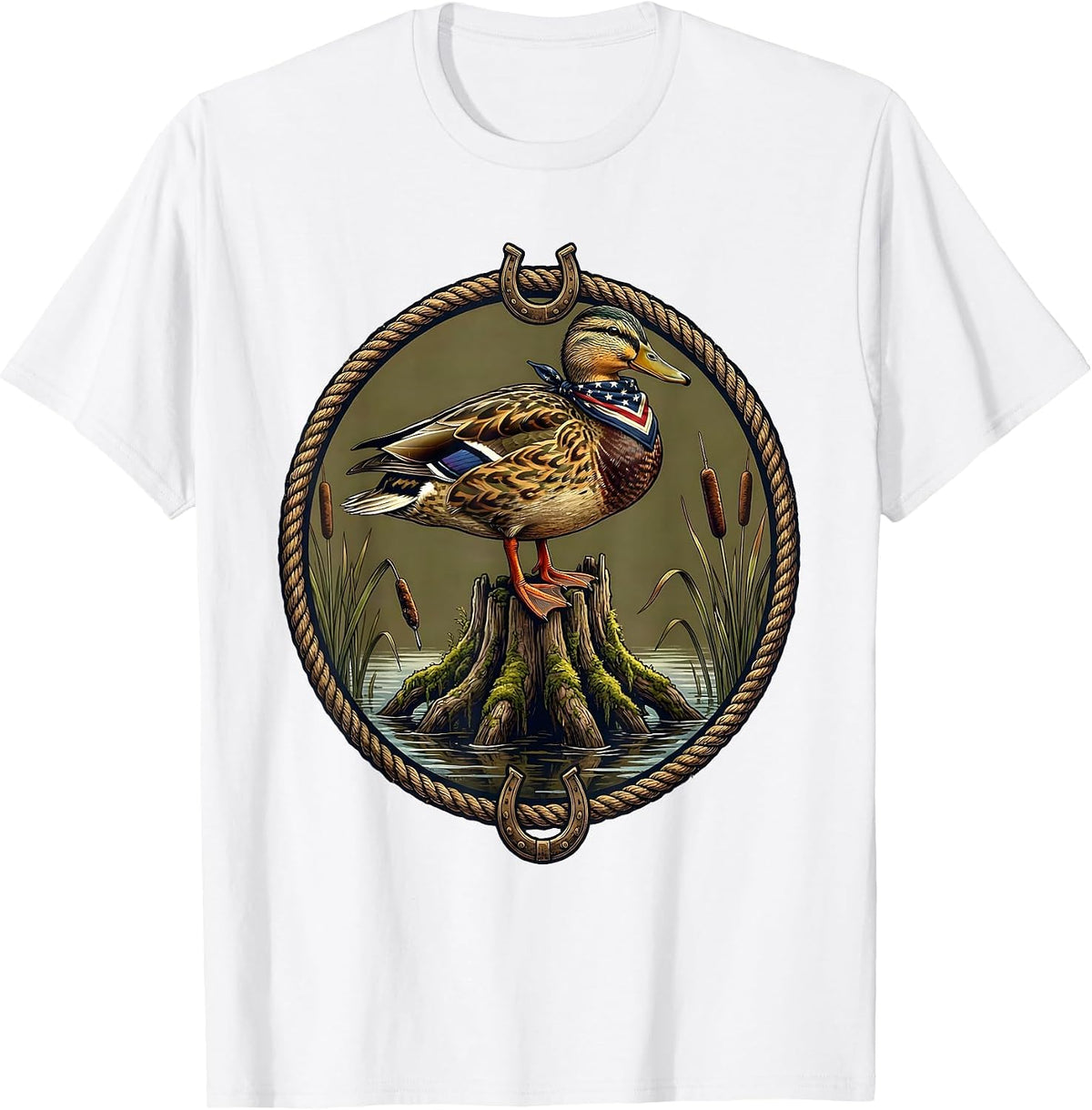 Men's Duck Camo Cypress Knee Perch Wildlife Art T-Shirt - White