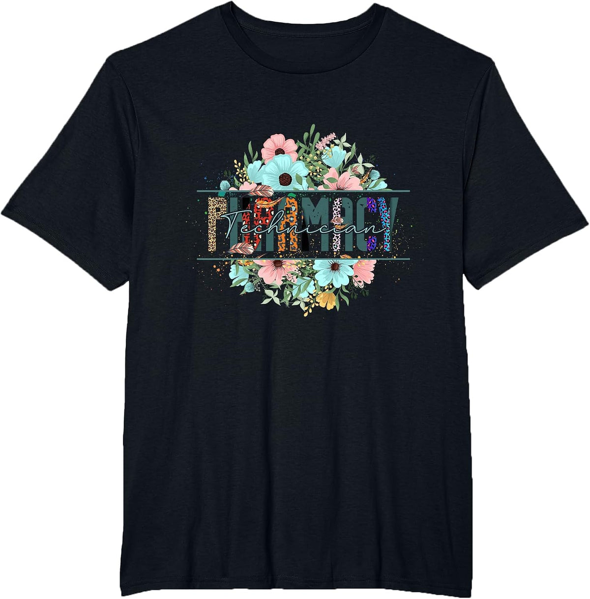 Pharmacy Tech Technician Pharmacist Flower Floral Cpht HD0 T-Shirt - Black