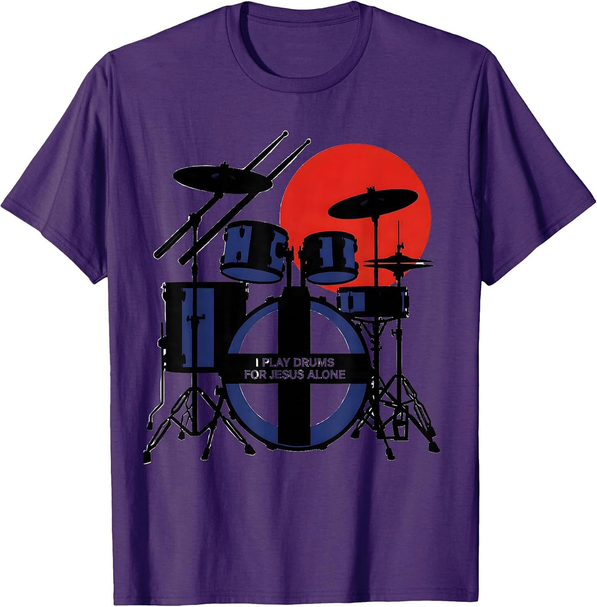 I Play Drums For Jesus Alone Bauhaus Modernist Christian T-Shirt - Purple