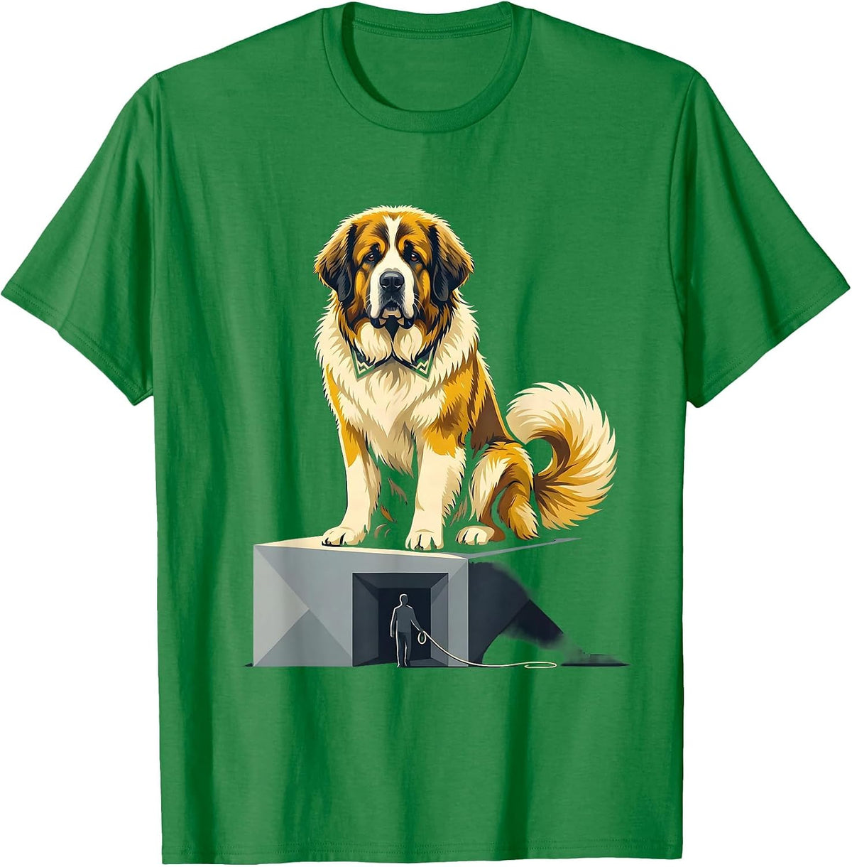 Men's Great Pyrenees Dog Owner Humor Flat Vector Pet Lover T-Shirt - Kelly Green