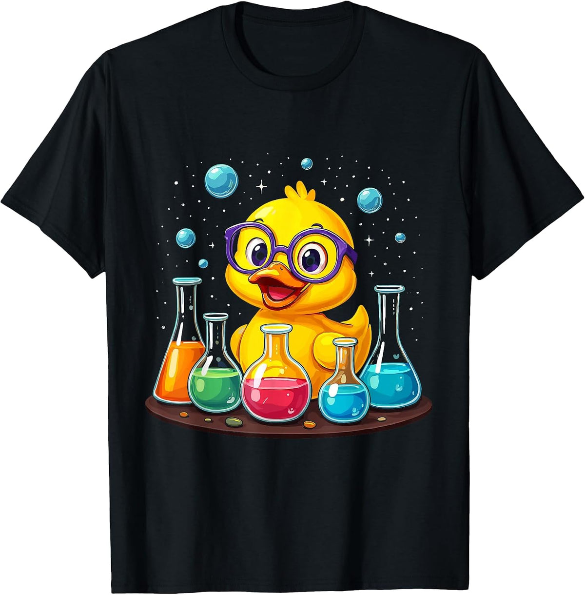 Rubber Duck Science Rubber Duckie Scientist School Chemistry T-Shirt - Black