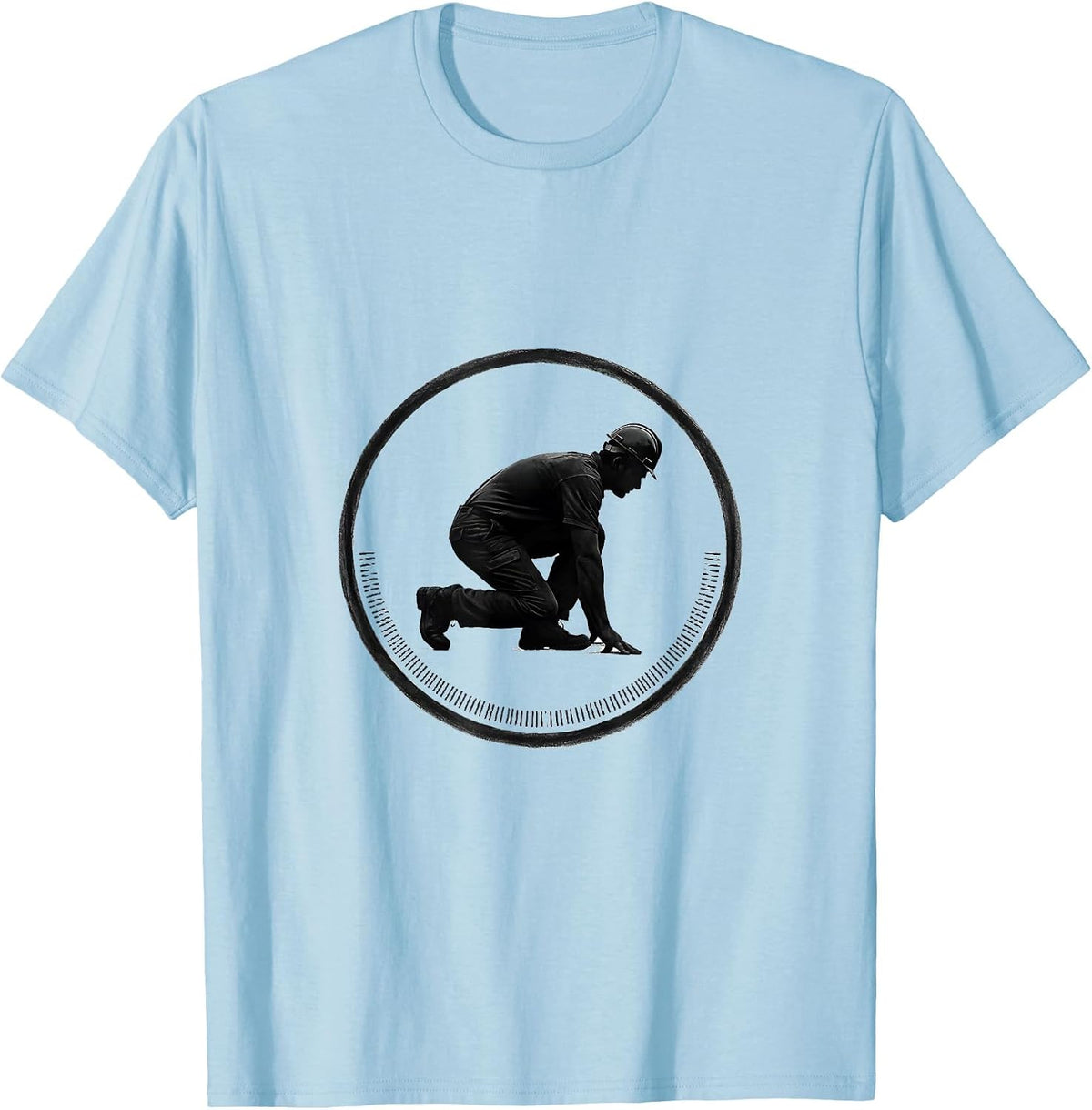 Men's Lineman Minimalist Football Fan Deadpan Humor T-Shirt - Baby Blue