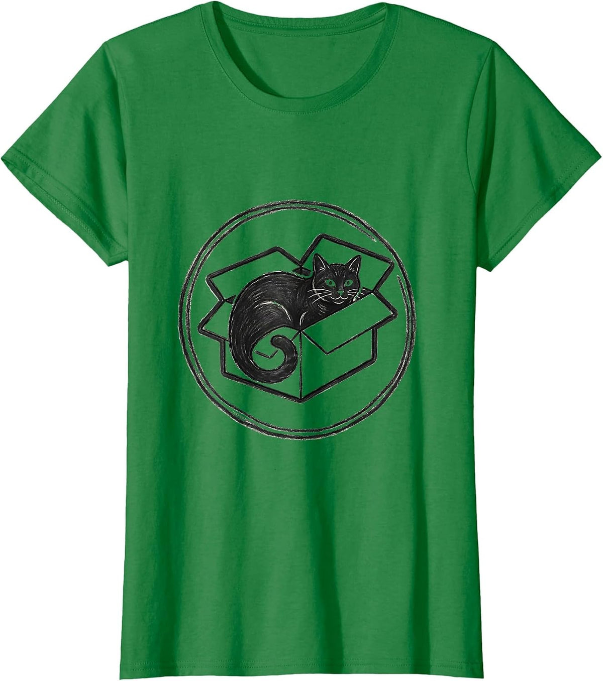 Women's Cat Quantum Physics Paradox Funny Science Geek T-Shirt - Kelly Green