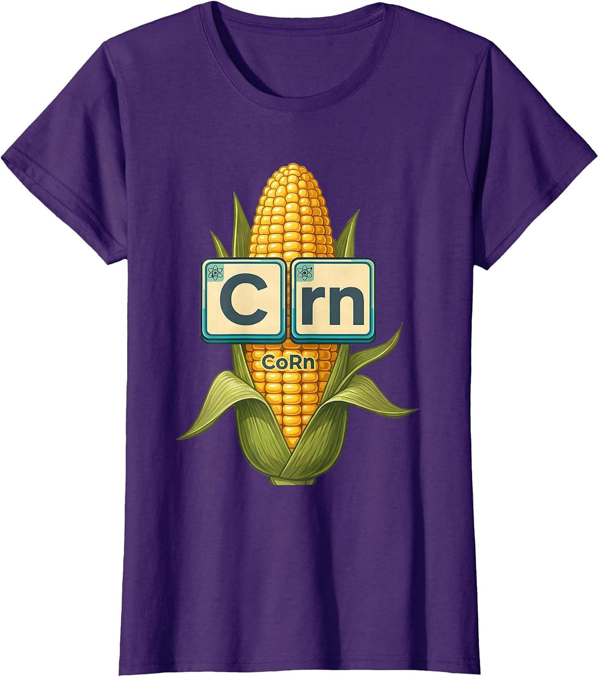 Women's CoRn Funny Periodic Table Chemistry Pun Science Geek Gift T-Shirt - Purple