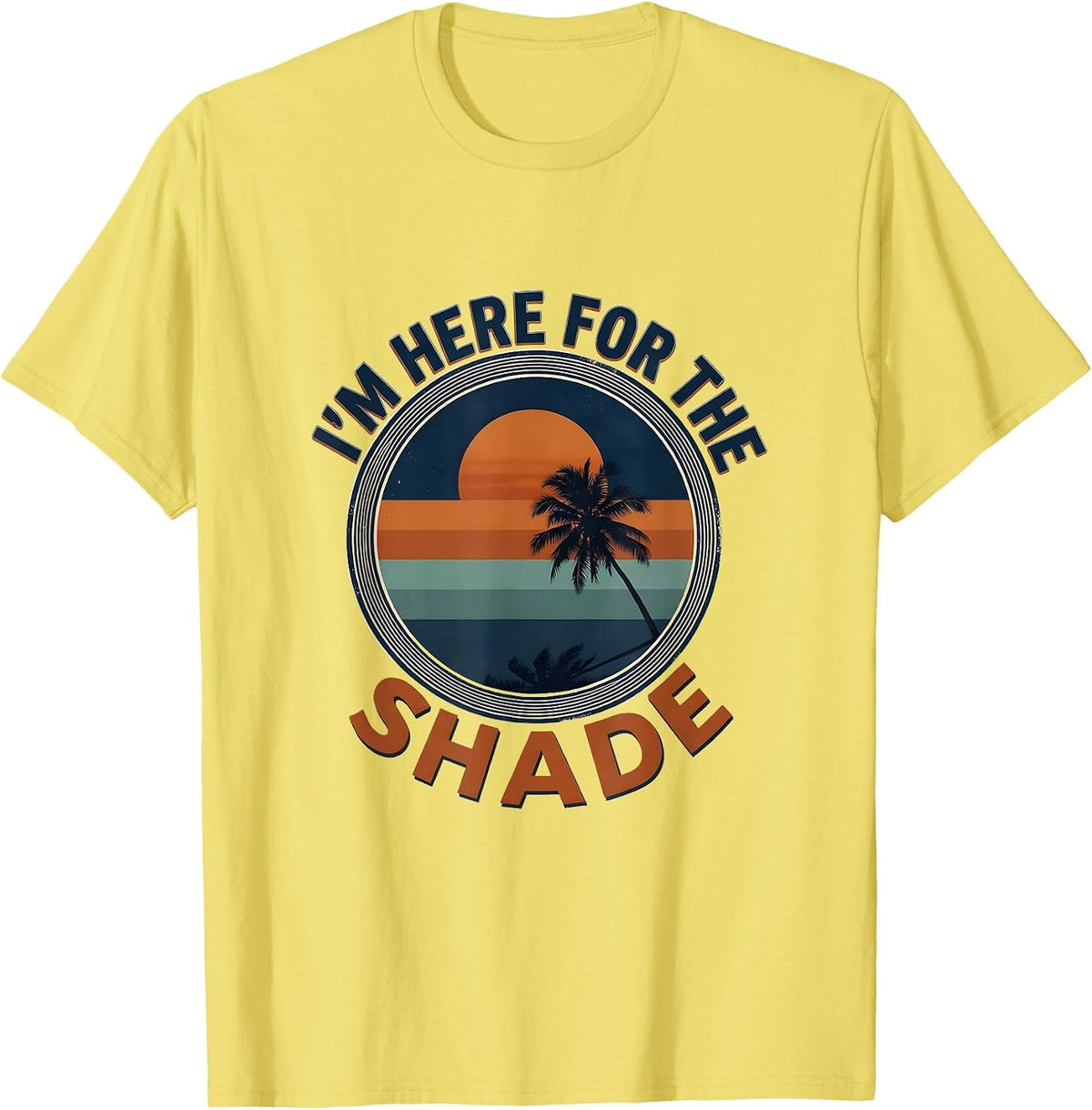 Men's I'm Here For The Shade Vintage Retro Beach Summer Vacation T-Shirt - Lemon Yellow