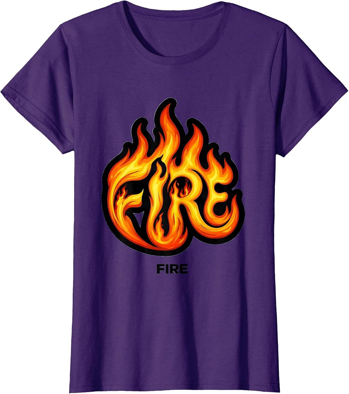 Women's FIRE Cartoon Flame Ribbon Fire And Ice Costume Halloween T-Shirt - Purple