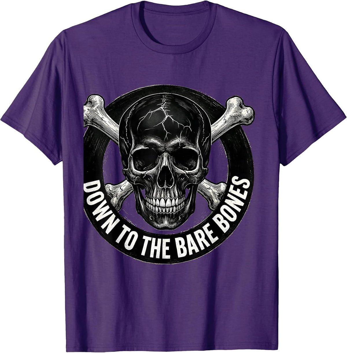 Down to the Bare Bones Skeleton Graphic Design T-Shirt - Purple