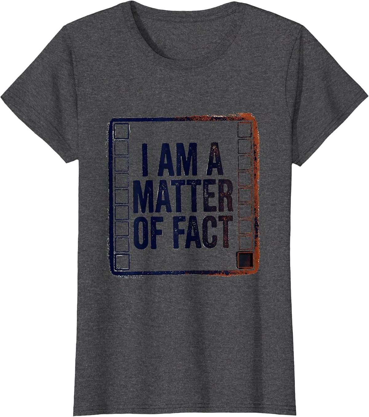 Women's I Am A Matter Of Fact Rubber Stamp Chemistry Pun Humor T-Shirt - Dark Heather Grey
