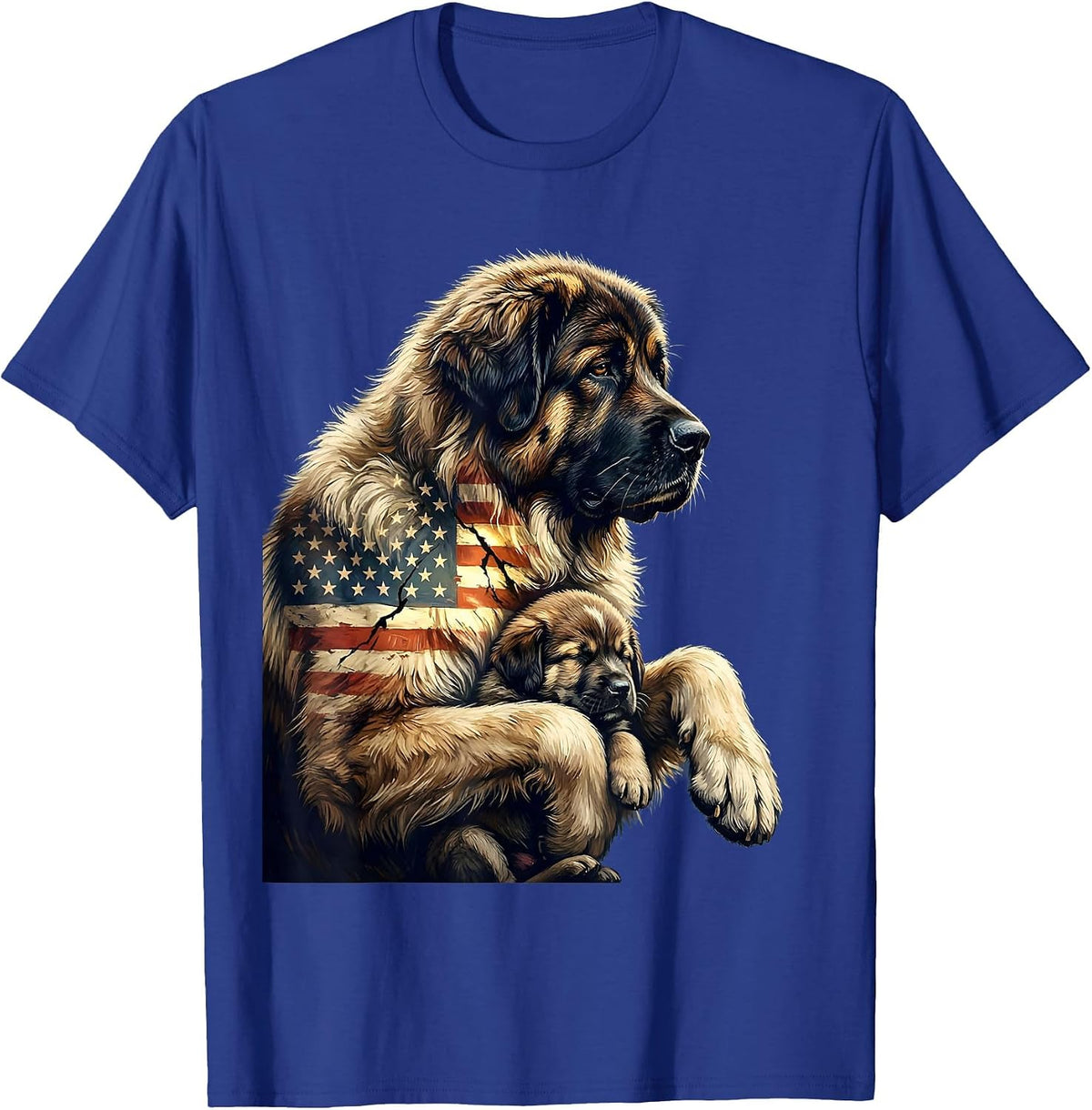 Men's Great Pyrenees Dad Patriotic American Flag 4th Of July T-Shirt - Royal Blue