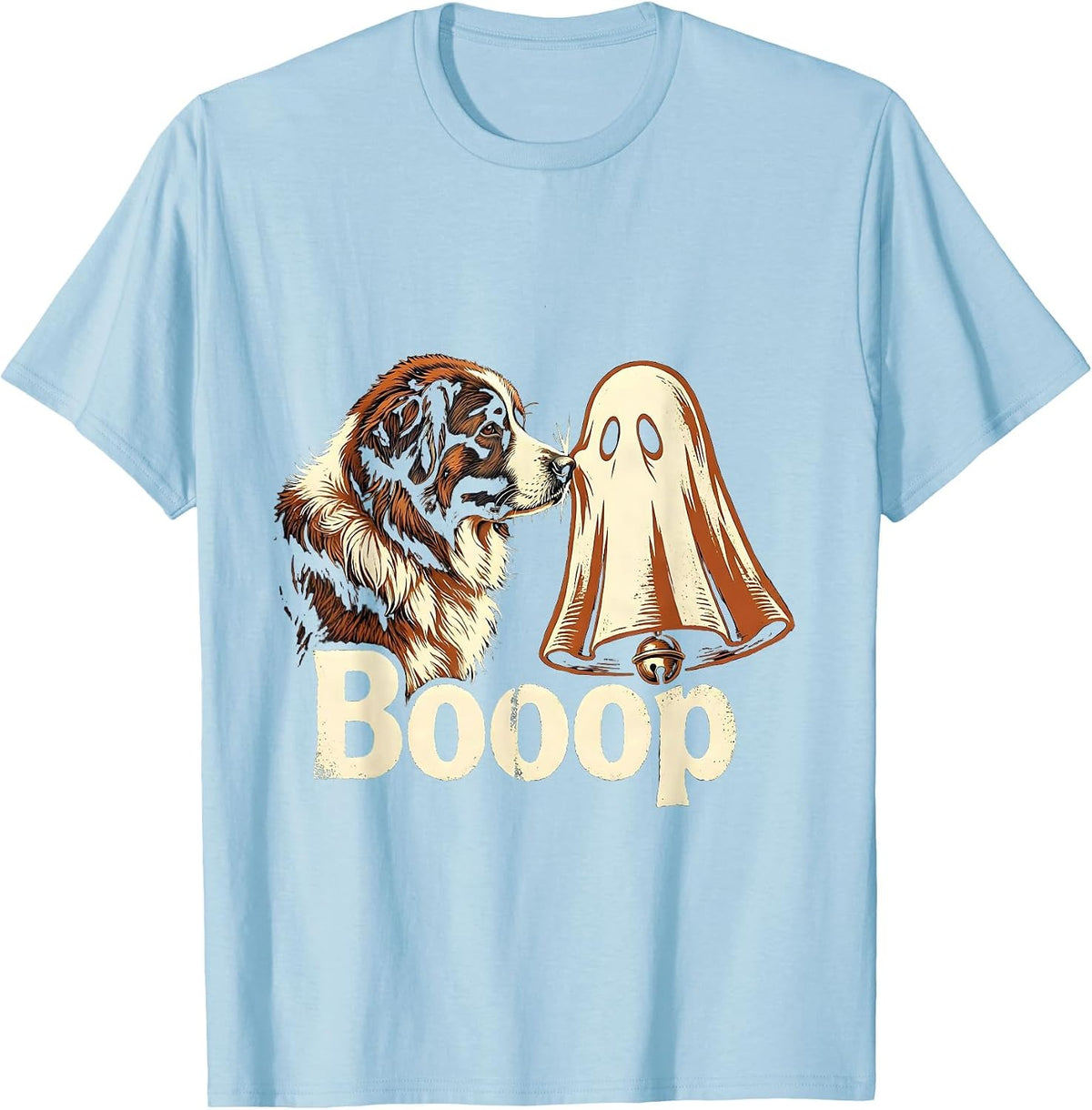 Men's Booop Rubber Stamp Great Pyrenees Ghost Dog Mom Halloween T-Shirt - Baby Blue