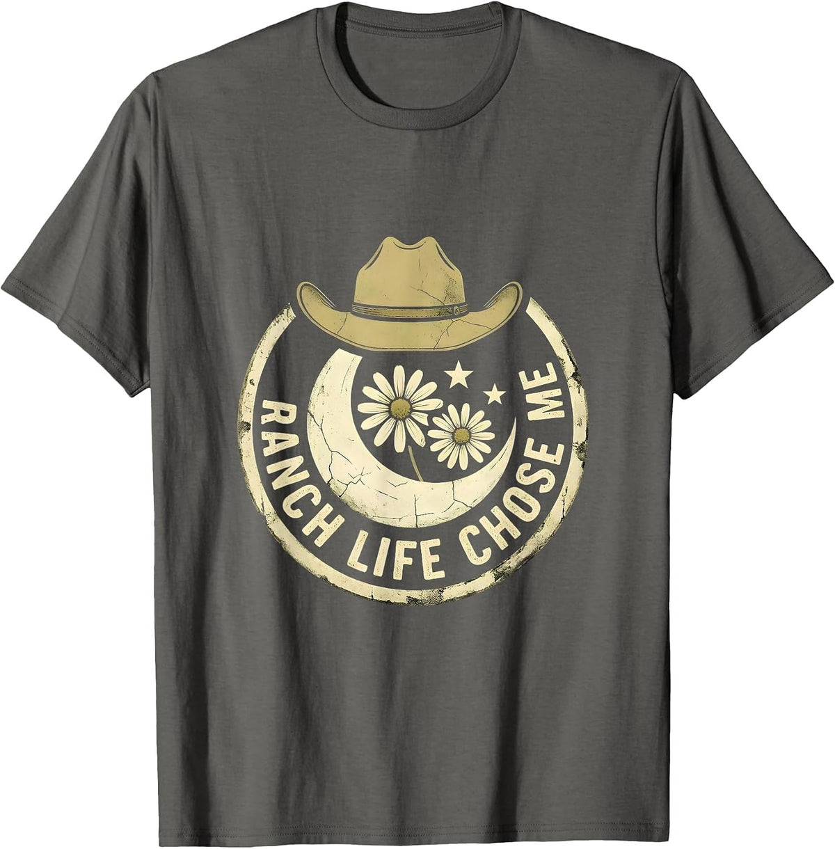 Ranch Life Chose Me Cowgirl Design T-Shirt - Asphalt Grey