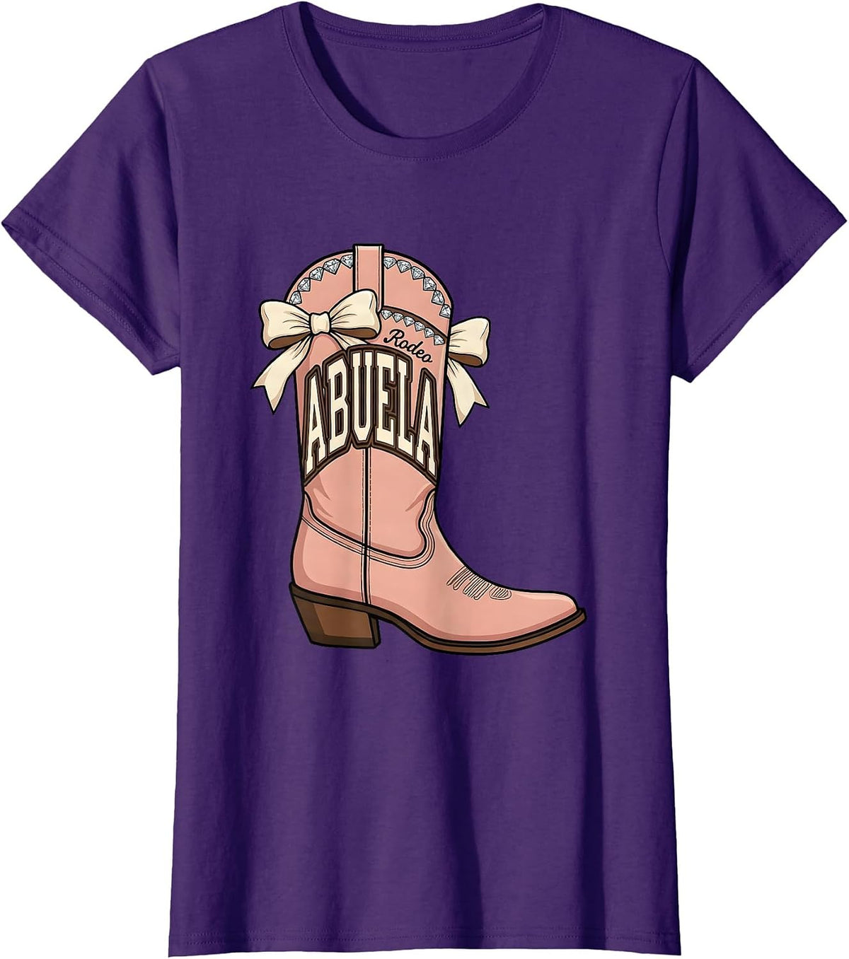 Women's Rodeo Abuela Sparkle Varsity Cowgirl Birthday Party Family T-Shirt - Purple