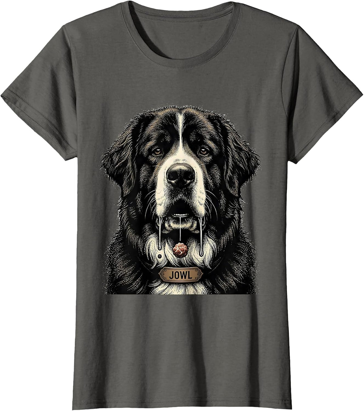 Women's JOWL Funny Great Pyrenees Dog Mom Drooling Breed Humor T-Shirt - Asphalt Grey