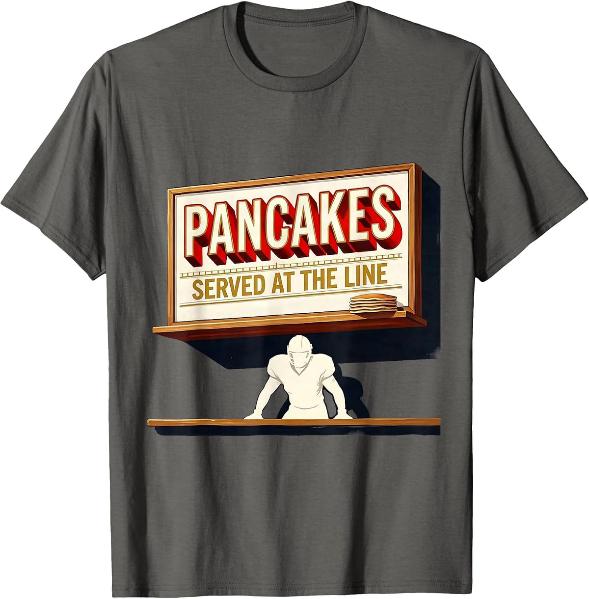 Men's Pancakes Served At The Line Funny Football Lineman Gift T-Shirt - Asphalt Grey