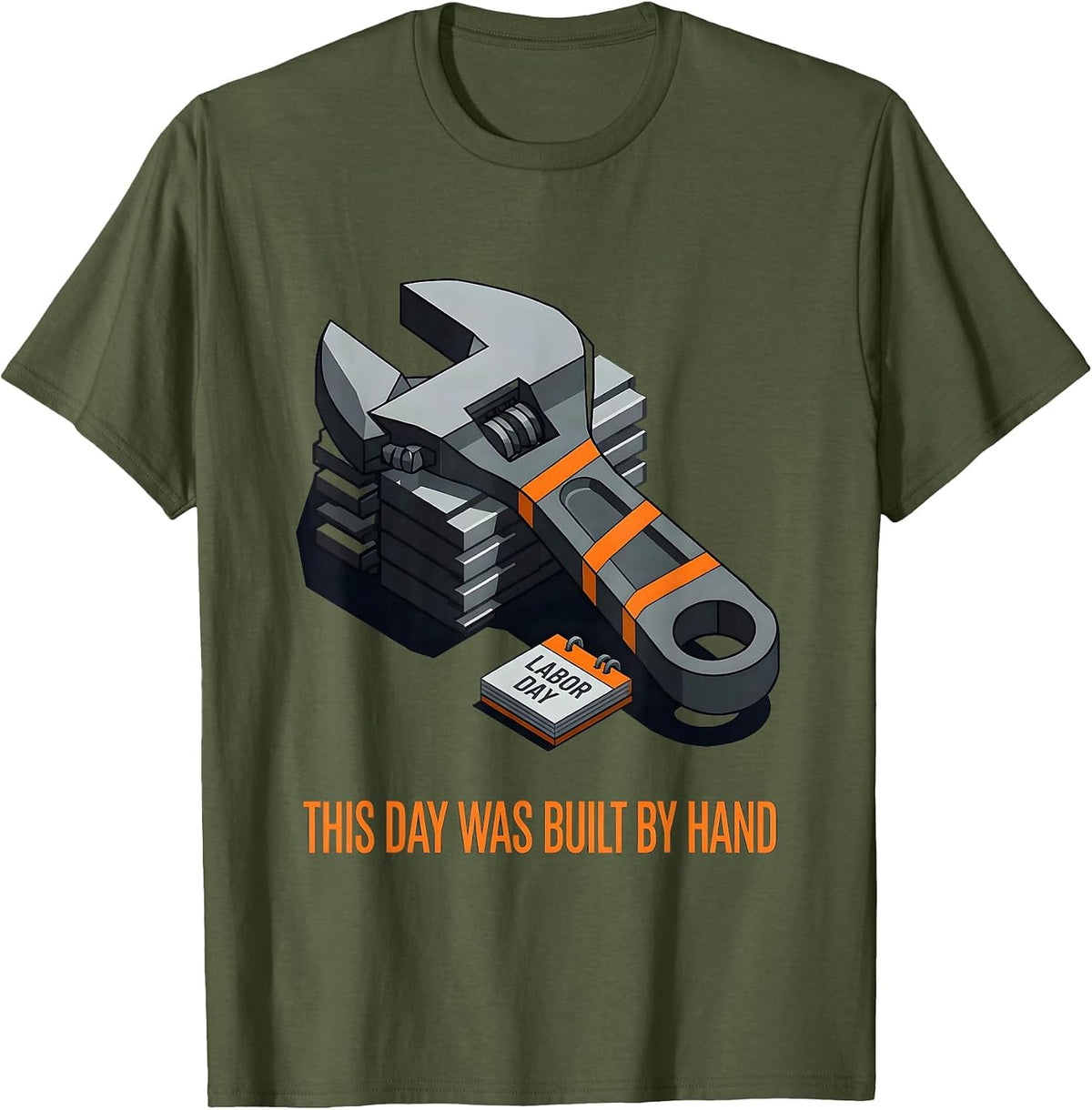This Day Was Built By Hand Funny Blue Collar Labor Day T-Shirt - Olive Green