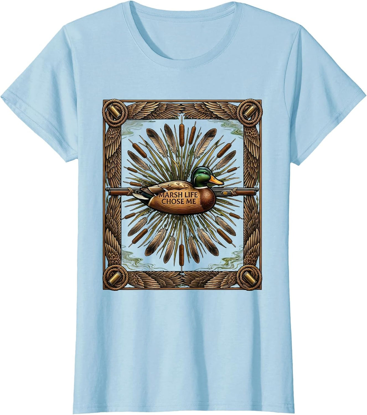 Marsh Life Chose Me Duck Camo Design T-Shirt - Baby Blue