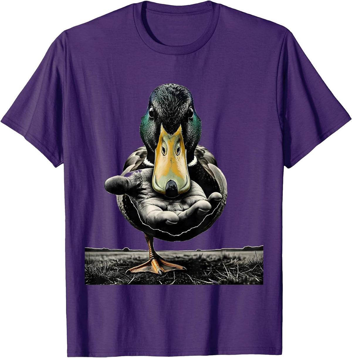 Duck Hand Conceptual Polish Poster Funny Novelty Gift T-Shirt - Purple