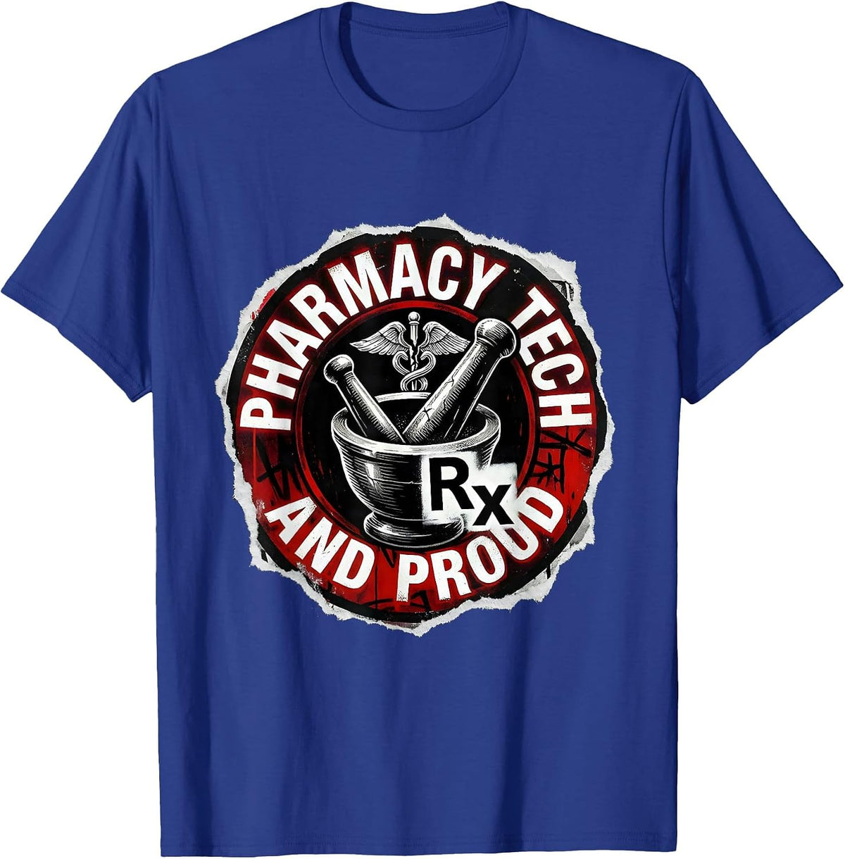 Pharmacy Tech and Proud Technician Design T-Shirt - Royal Blue