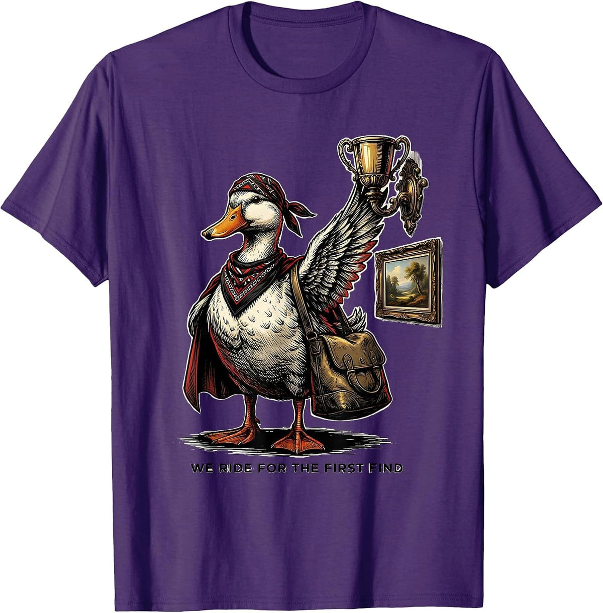 Men's We Ride For The First Find Funny Duck Thrifting Vintage T-Shirt - Purple