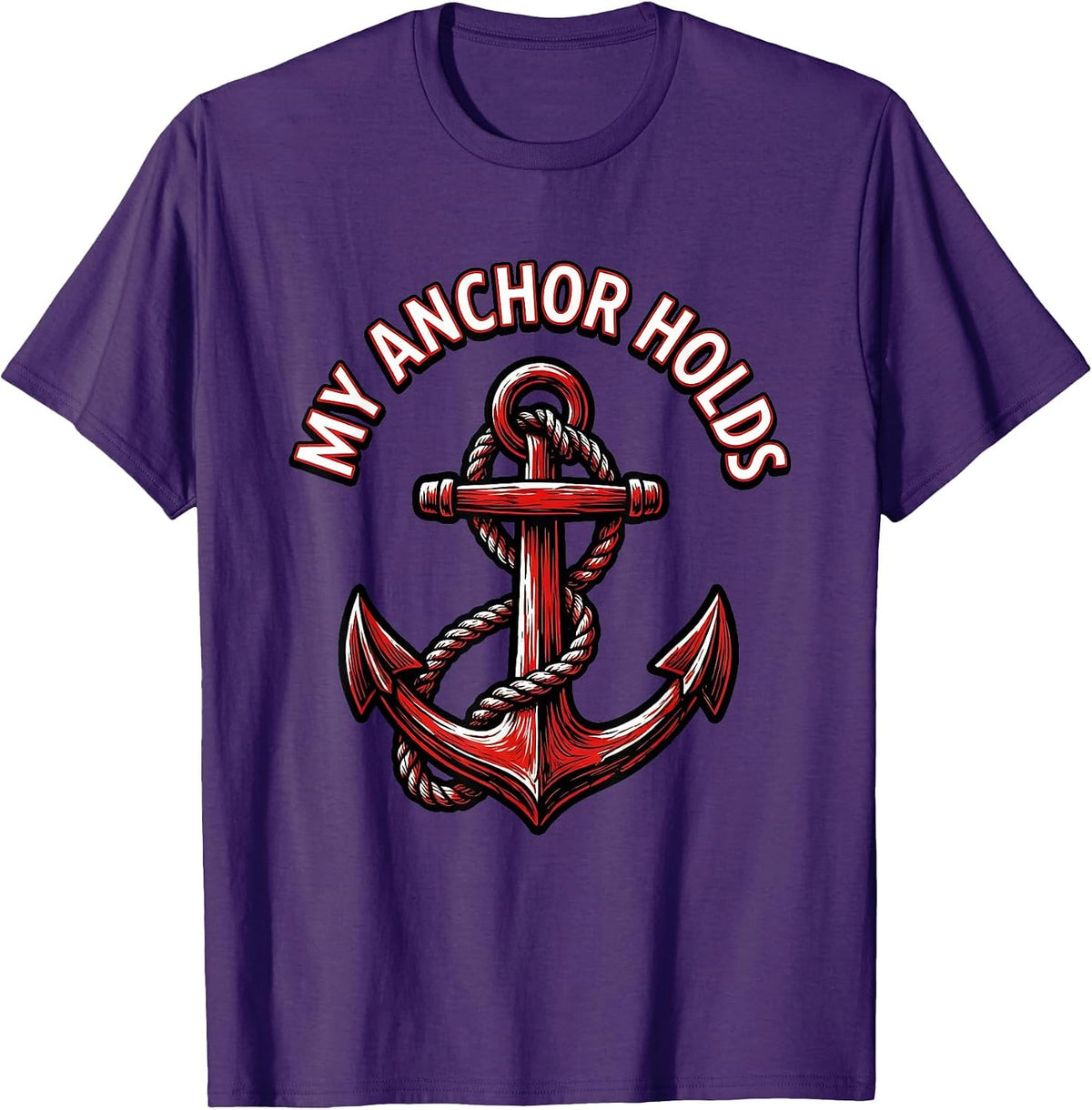 My Anchor Holds Faith Over Fear Graphic Design T-Shirt - Purple