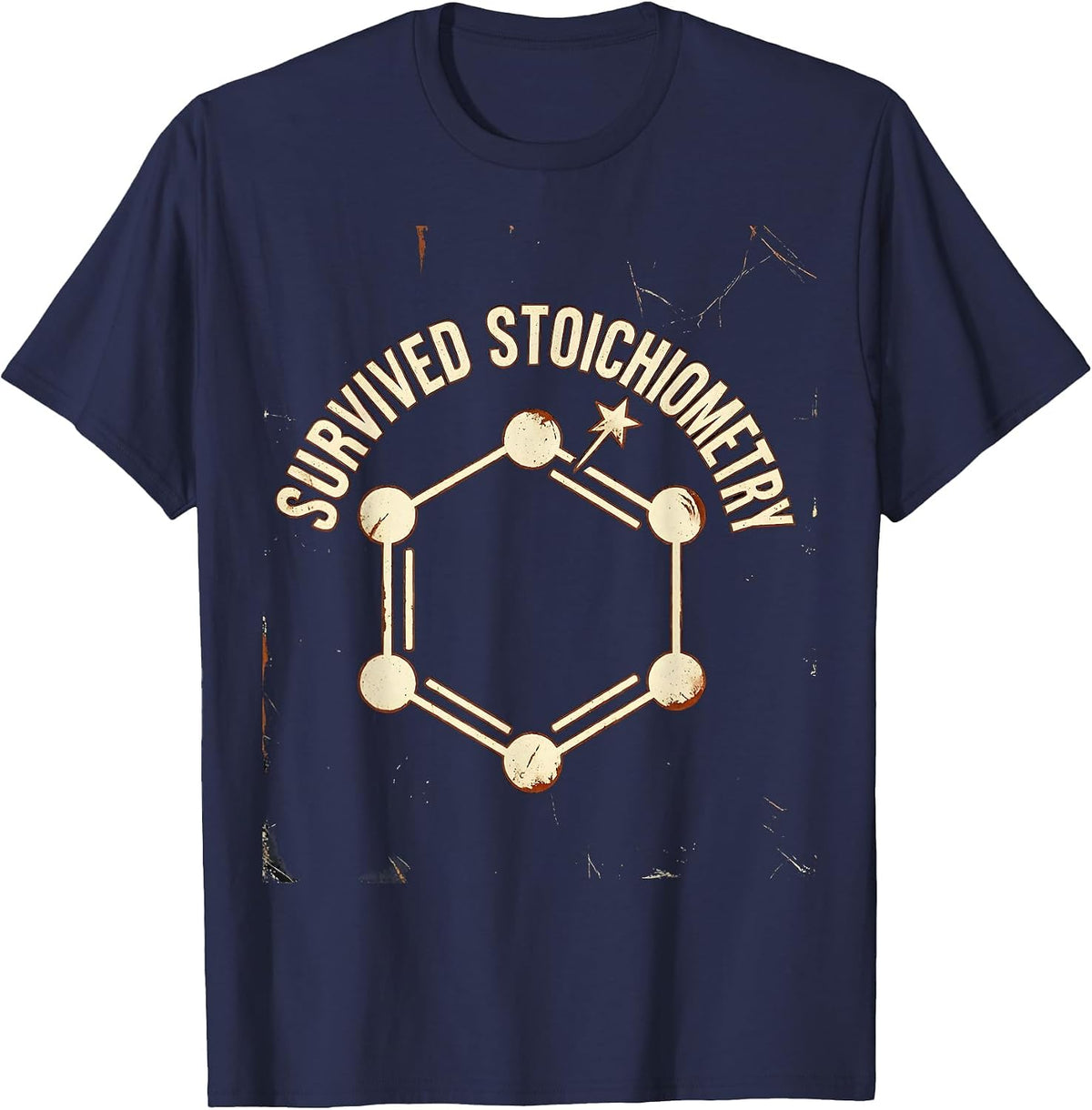 Survived Stoichiometry Distressed Science Humor Chemistry T-Shirt, Men, Navy Blue, Large - As Pictured
