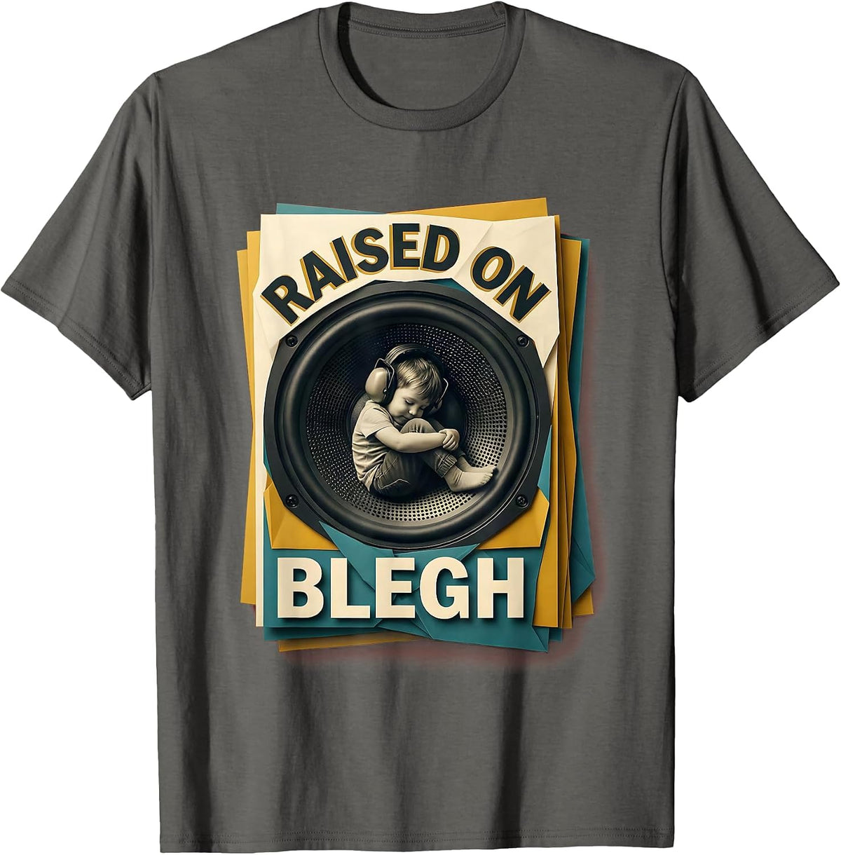 Raised On Blegh Funny Heavy Metal Metalhead Kid Humor T-Shirt - Asphalt Grey