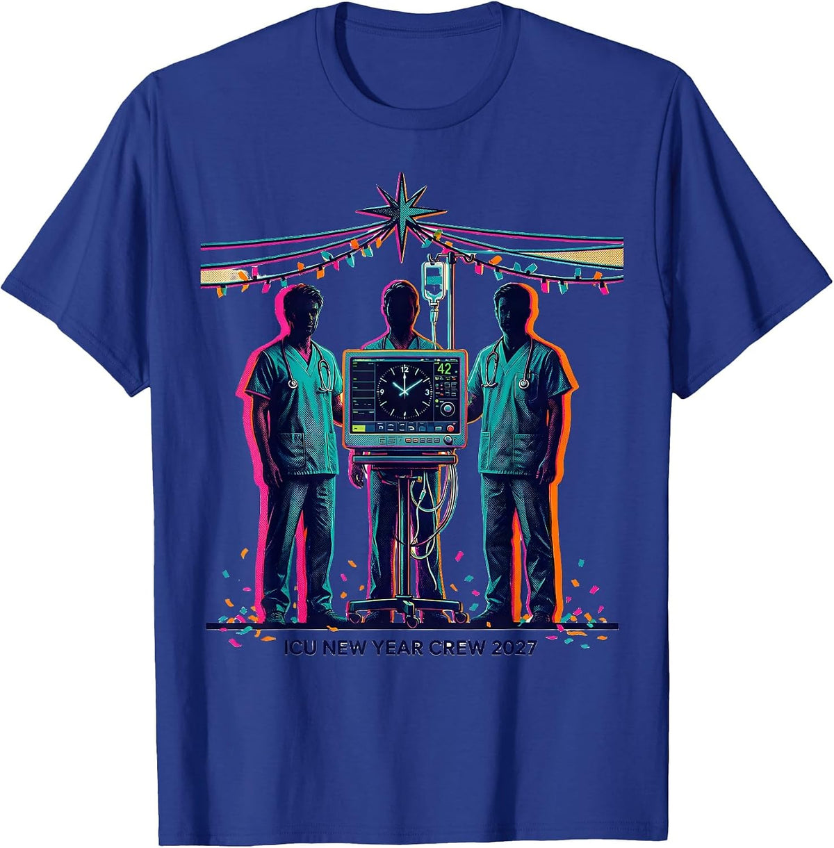 Men's ICU New Year Crew 2027 Funny Nurse Crew New Years Eve Party T-Shirt - Royal Blue