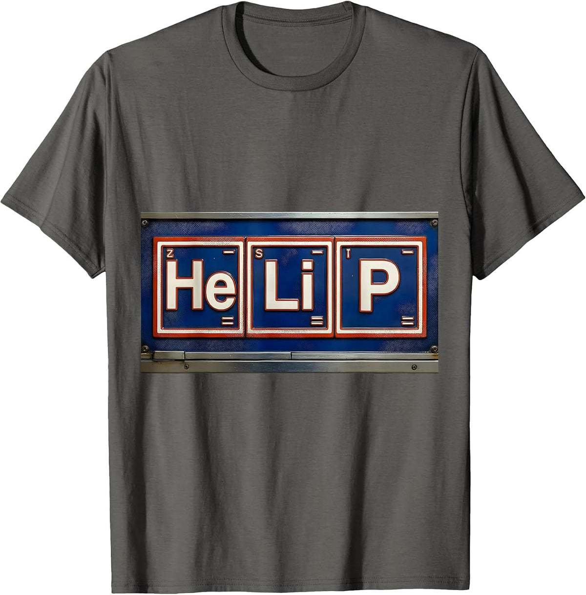 Men's HeLiP Funny Chemistry Periodic Table Wordplay Science T-Shirt - Asphalt Grey