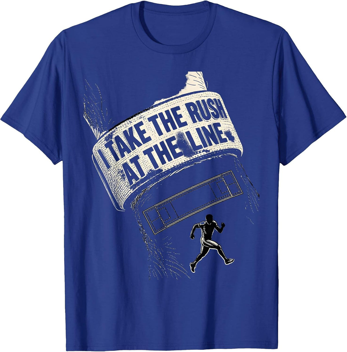 Men's I Take The Rush At The Line Funny Football Lineman Humor T-Shirt - Royal Blue