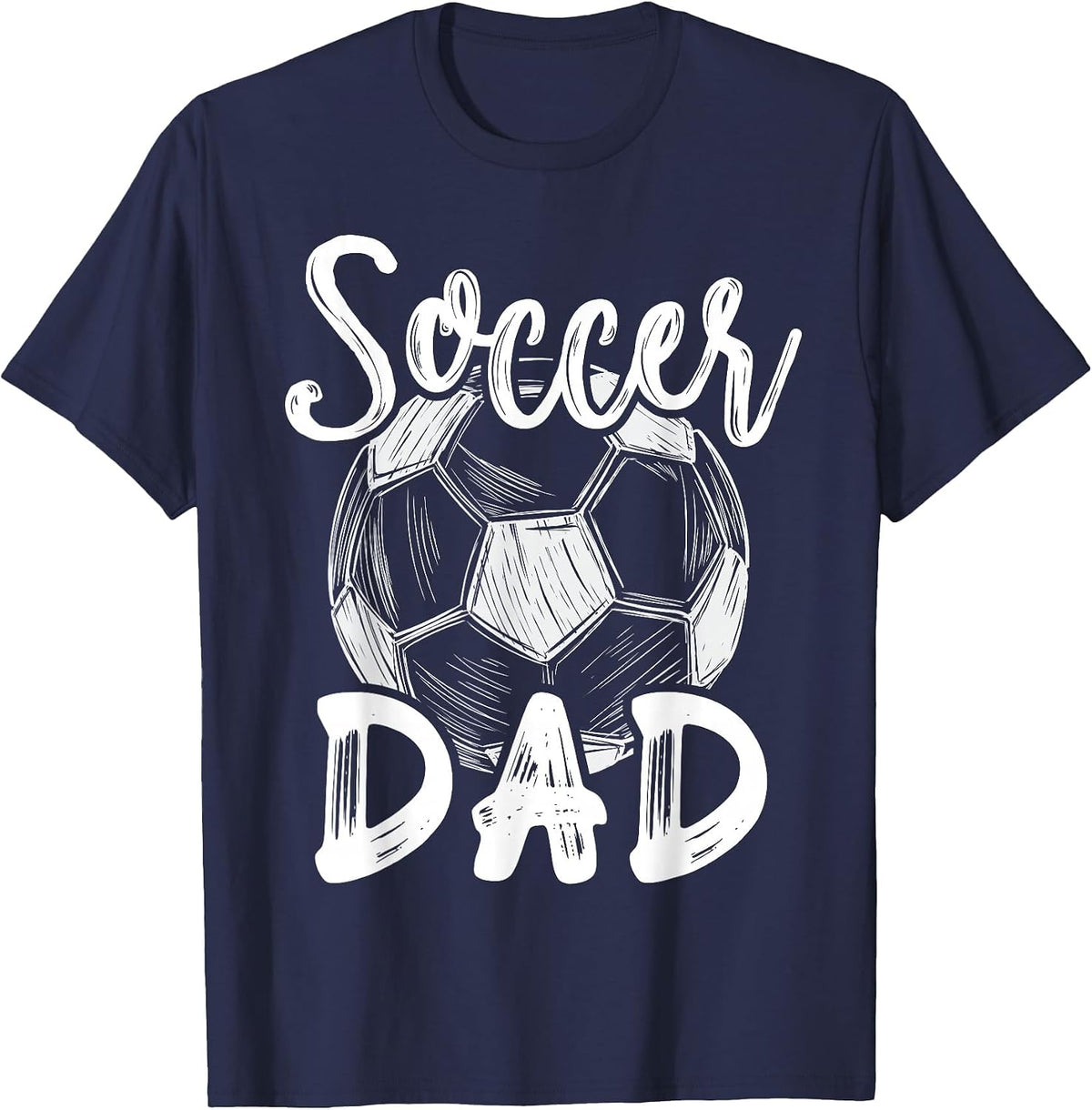 Soccer Dad for Men Family Matching Team Player Soccer Ball T-Shirt - Navy Blue
