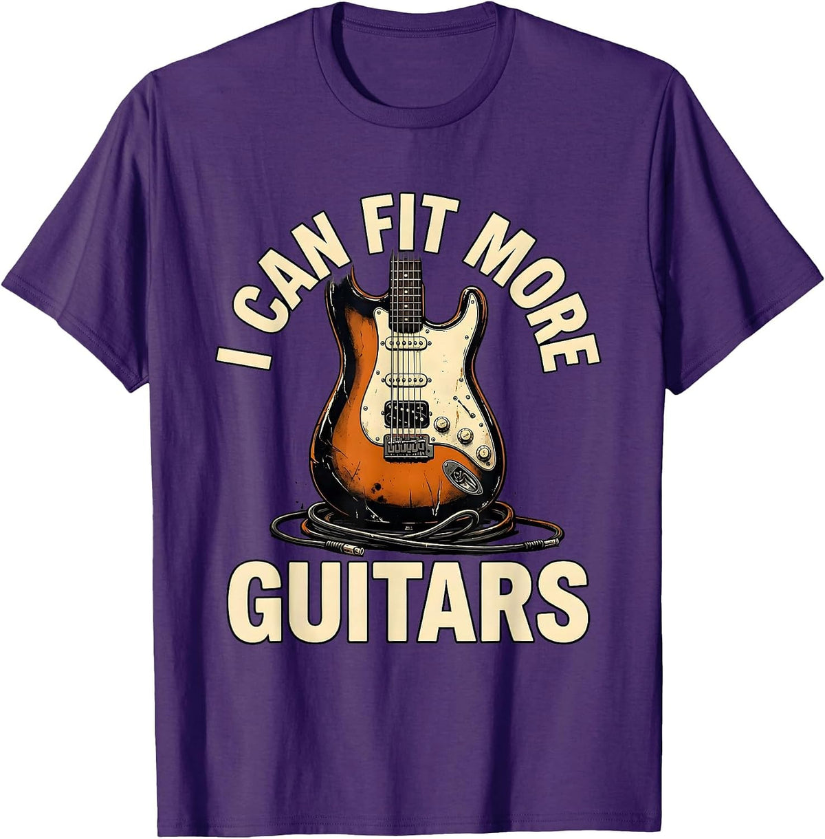 I Can Fit More Guitars Funny Guitarist Musician Vintage Rock T-Shirt - Purple