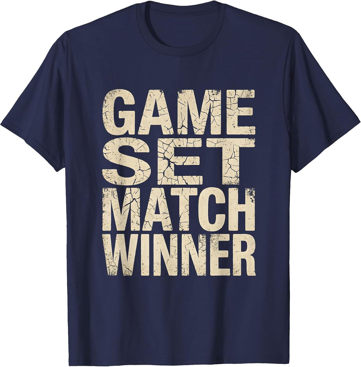 Men's Game Set Match Winner Tennis Design T-Shirt - Navy Blue