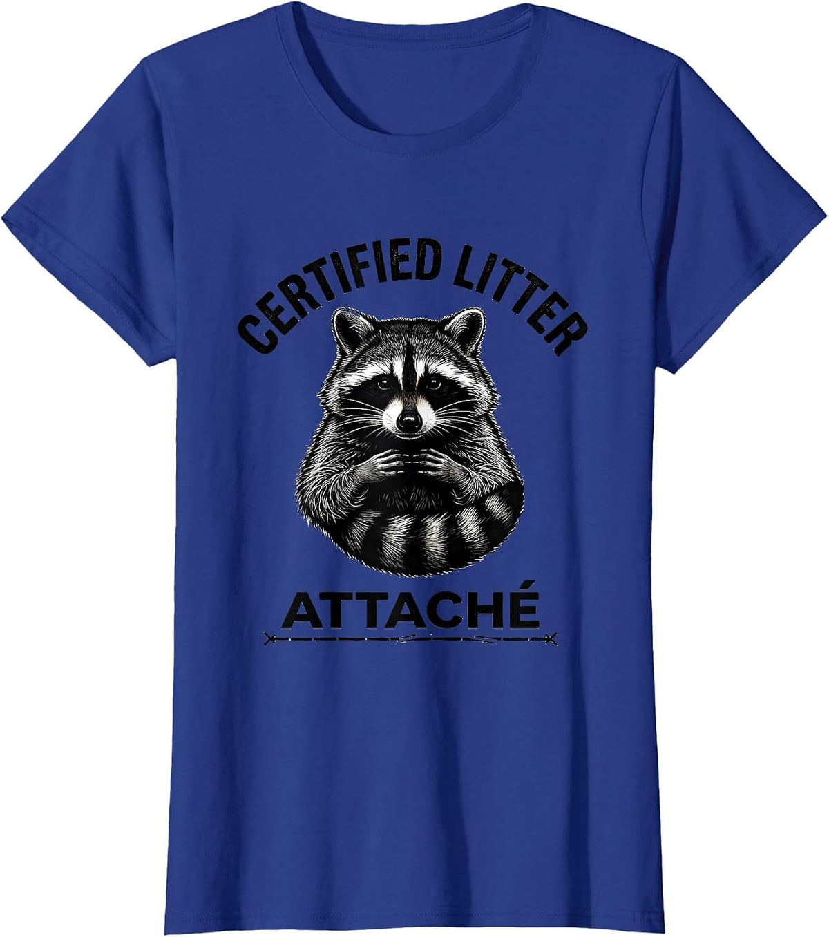 Women's Certified Litter Attaché Funny Raccoon Trash Panda Absurdist T-Shirt - Royal Blue