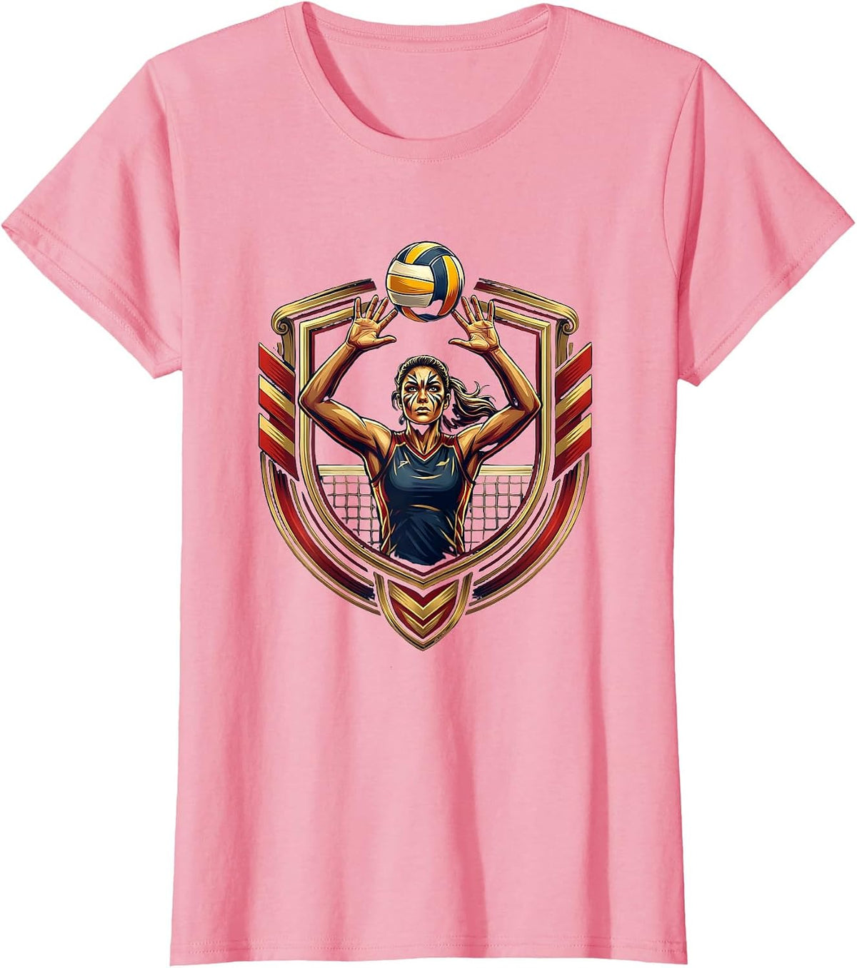 Women's Fierce Volleyball Blocker Warrior Face Paint T-Shirt - Pink