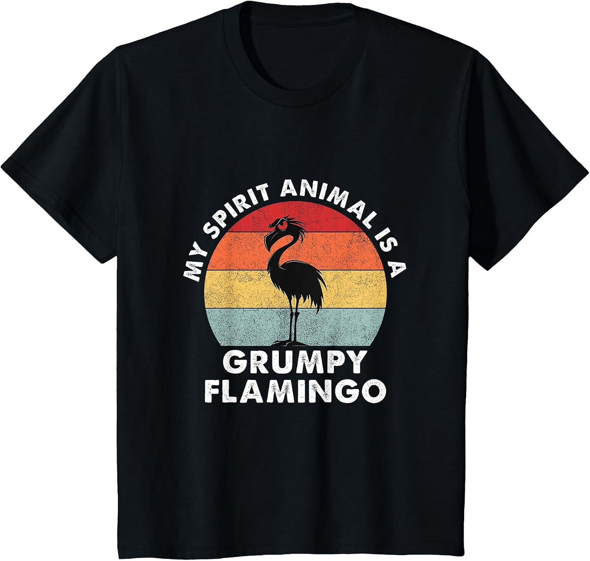 My Spirit Animal is a Grumpy Flamingo - Retro Vintage T-Shirt - Black